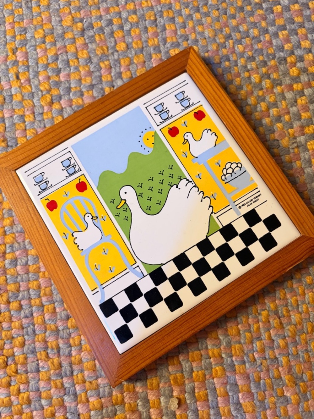 🪿🌞✨ Vintage 1982 Cottagecore Goose Ceramic Trivet ✨🌞🪿
